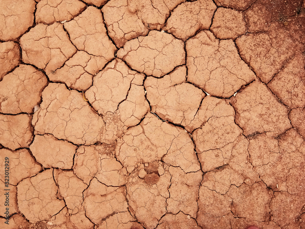 Fototapeta premium The ground has cracks in the top view for the background