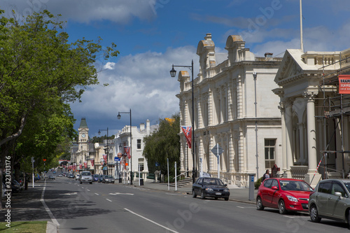 Oamaru Victorian town in New Zealand main street. Opera house.