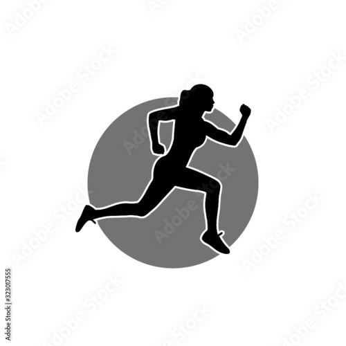 Running woman icon illustration isolated. Healthy running, Silhouette healthy runner
