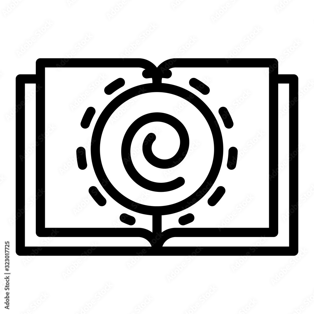 Hypnosis book icon. Outline hypnosis book vector icon for web design isolated on white background Hypnosis book icon. Outline hypnosis book vector icon for web design isolated on white background