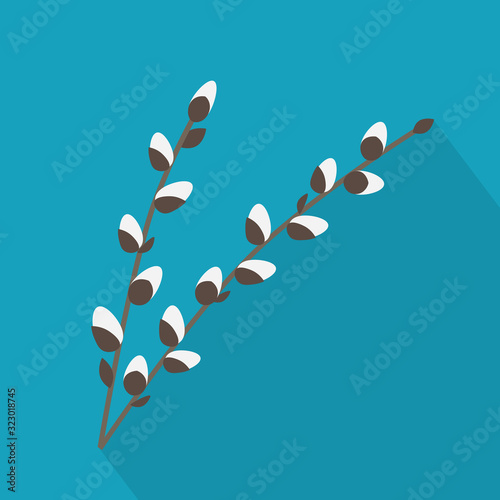 willow catkins twigs- vector illustration