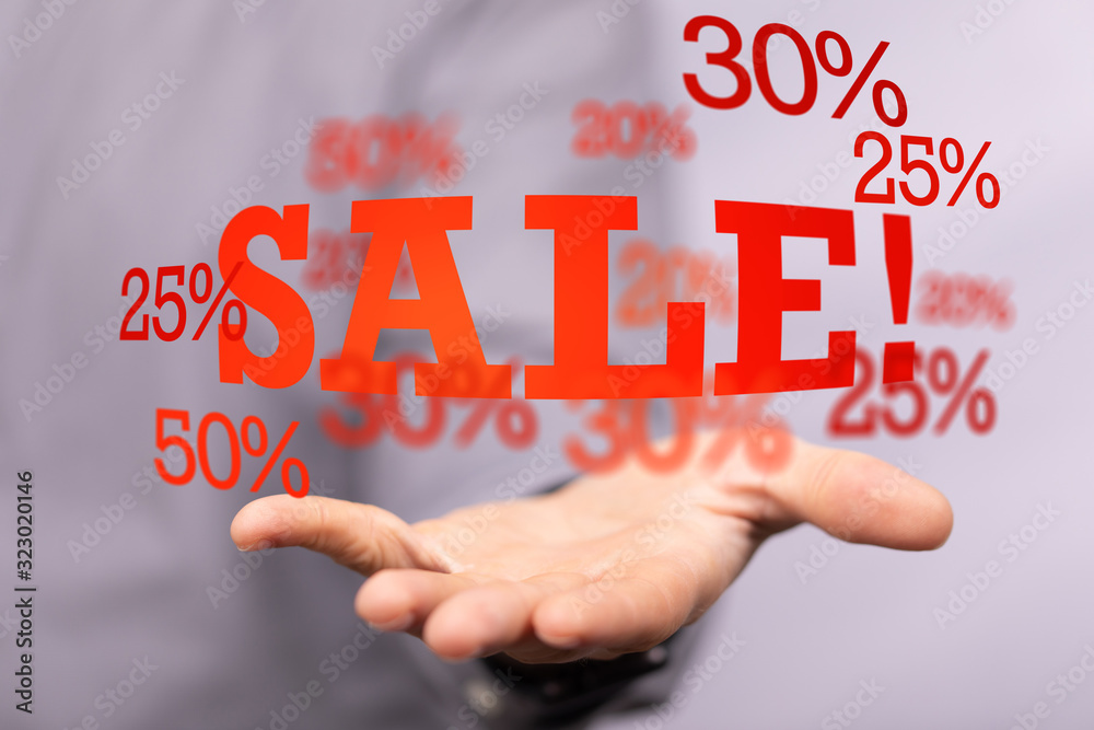using white and red sales flying icons 3D rendering using white and red sales flying icons 3D rendering