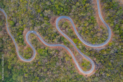 Beautiful of curved road on the mountain. Phetchaburi Thailand