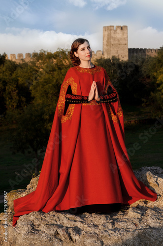 Medieval lady in red