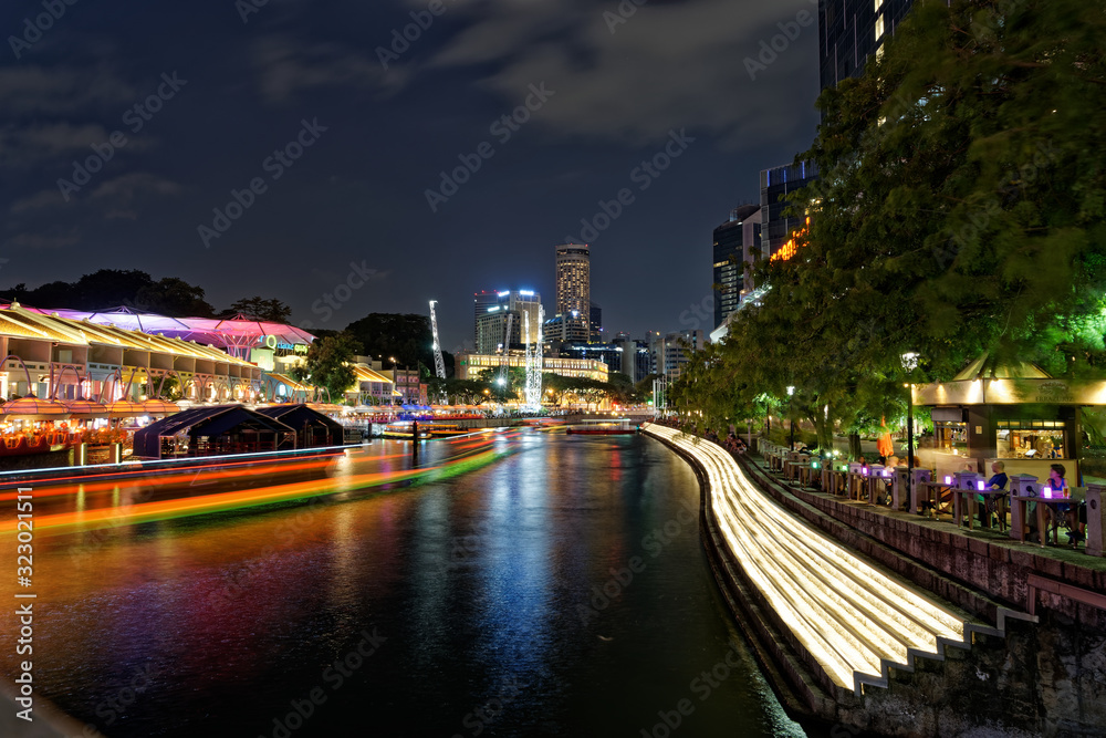 Clarke Quay at night, Singapore