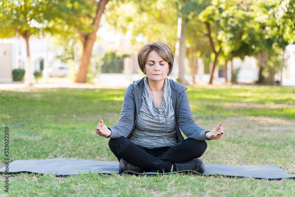 Fit Woman Exercising With Eyes Closed Fit Woman Exercising With Eyes Closed