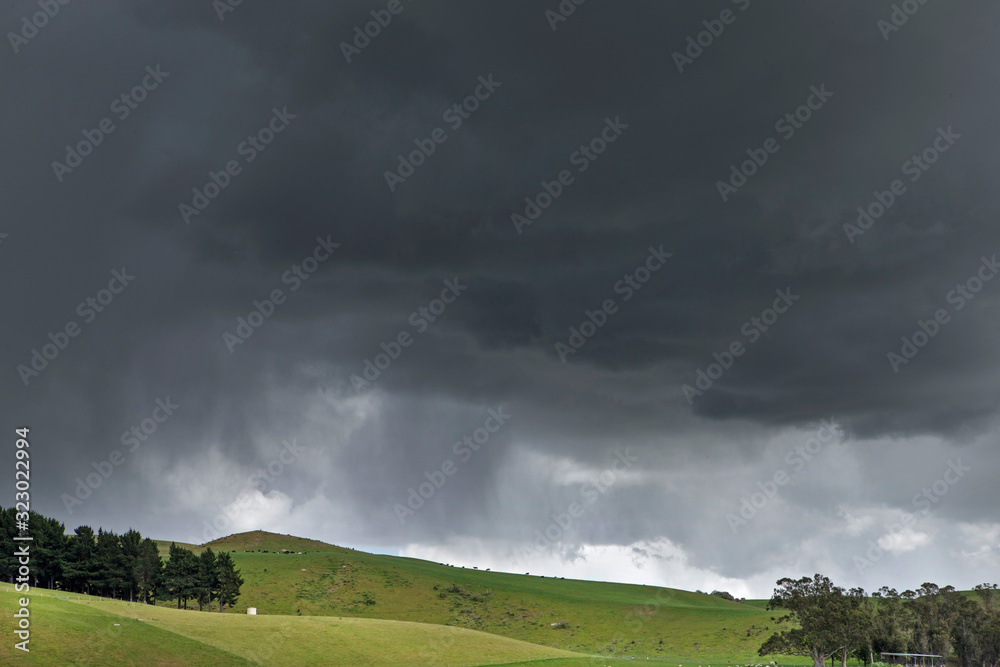 Awamoko Dark rain clouds New Zealand Highway 83