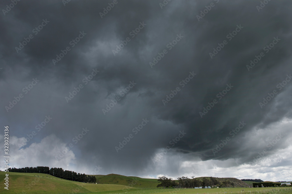 Awamoko Dark rain clouds New Zealand Highway 83