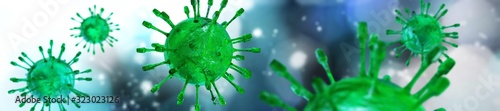 Virus closeup, new strain, infection, 3D rendering photo