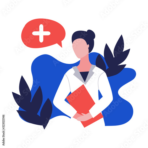 aid, banner, blue, bubble, business, care, cartoon, character, concept, coronavirus, cross, danger, design, disease, doctor, female, flat, flu, health, help, holder, hospital, icon, illness, illustrat