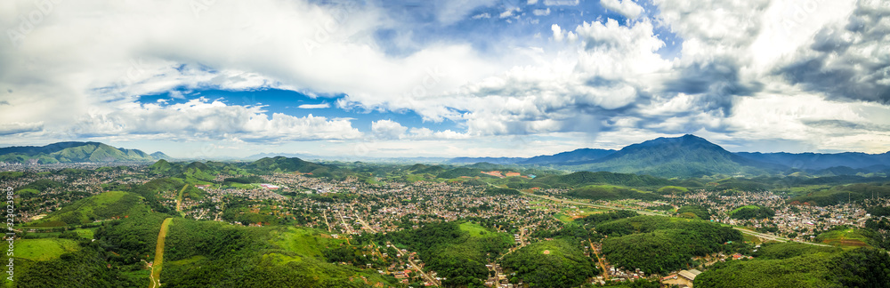 Aerial view of Nova Iguaçu mountain  city.