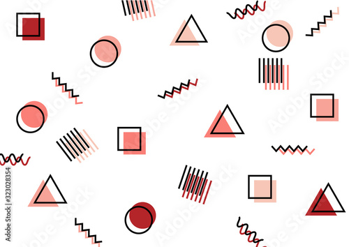 Abstract shapes compositions, Trendy geometric elements memphis.