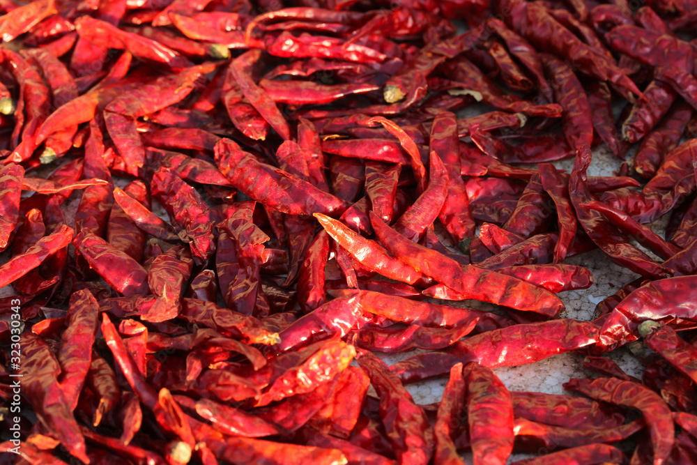 Lot of dried chili. Background and texture Lot of dried chili. Background and texture