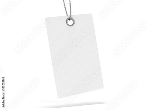 White label or price tag on white background. 3D