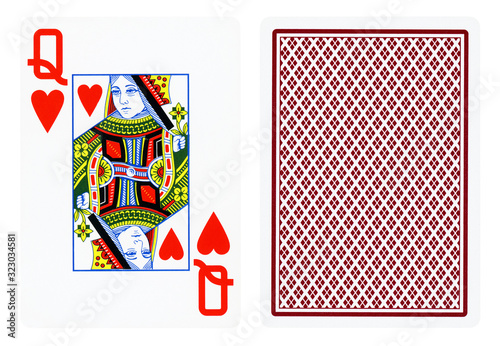 Queen of hearts - playing cards isolated on white