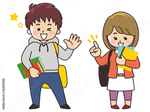 大学生の男女　専門学生