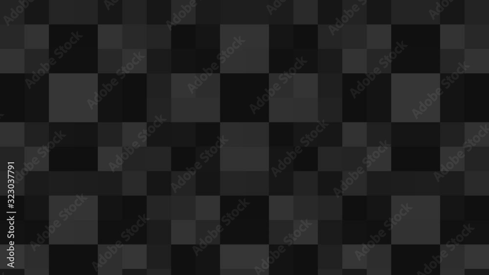 Abstract animation in black and white on a minimal background with mosaic effect, which varies in size, angle and intensity with abstract texture, in 16: 9 video format