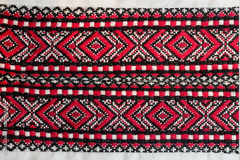 The texture of hand- embroidered , close-up The texture of hand- embroidered , close-up