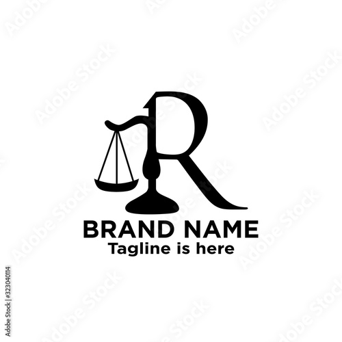 logo letter r with icon firm vector design