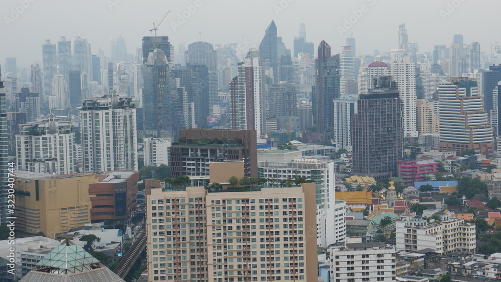 Skyscrapers and buildings in Asian capital city of Bangkok