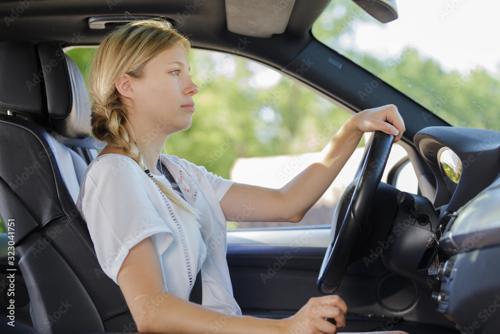 Obraz premium picture of young woman driving