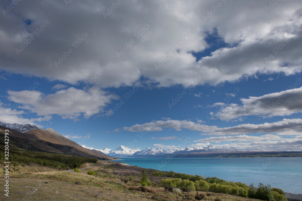 Mount Cook New Zealand Lake Pukaki Mountains snow