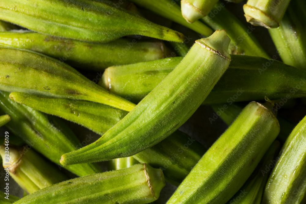 Fototapeta premium Raw Green Organic Okra Pods