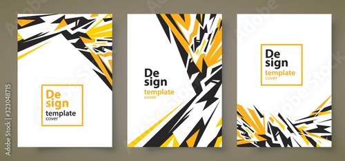 Flyer set action stripes lightning theme design template cover