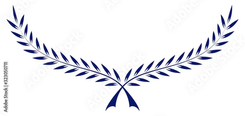 Lorbeerkranz Vektor in dunkel blau auf einem weißen isolierten Hintergrund.