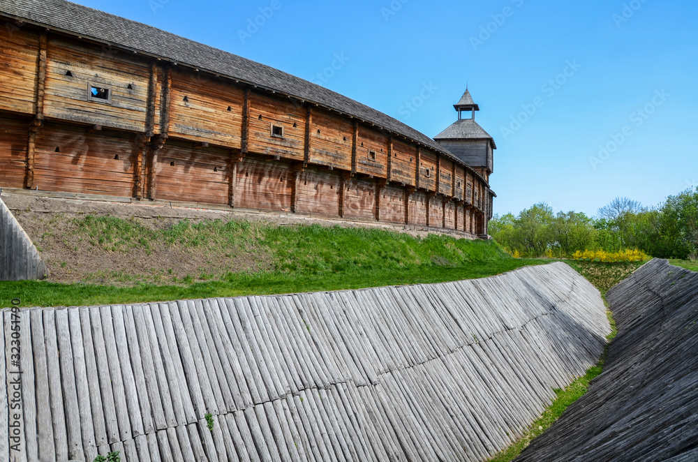 Photo of wooden Cossack fortress, Baturyn, Chernihiv Oblast, Ukraine