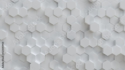 Tech 3d hexagons white abstract background loop able