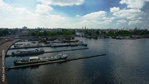 Amsterdam Harbor, Holland. Warm, summer and sunny day.