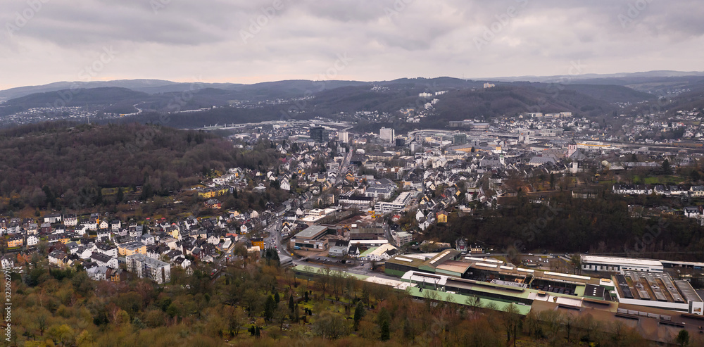 siegen germany cityscape in the winter from above