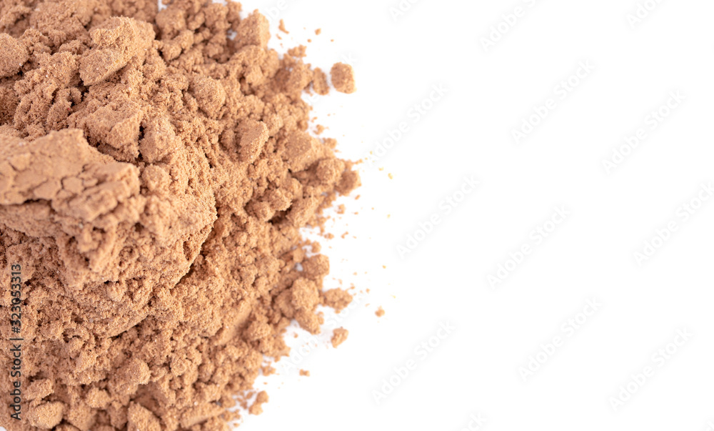 A Chocolate Protein Powder Shake Isolated on a White Background A Chocolate Protein Powder Shake Isolated on a White Background