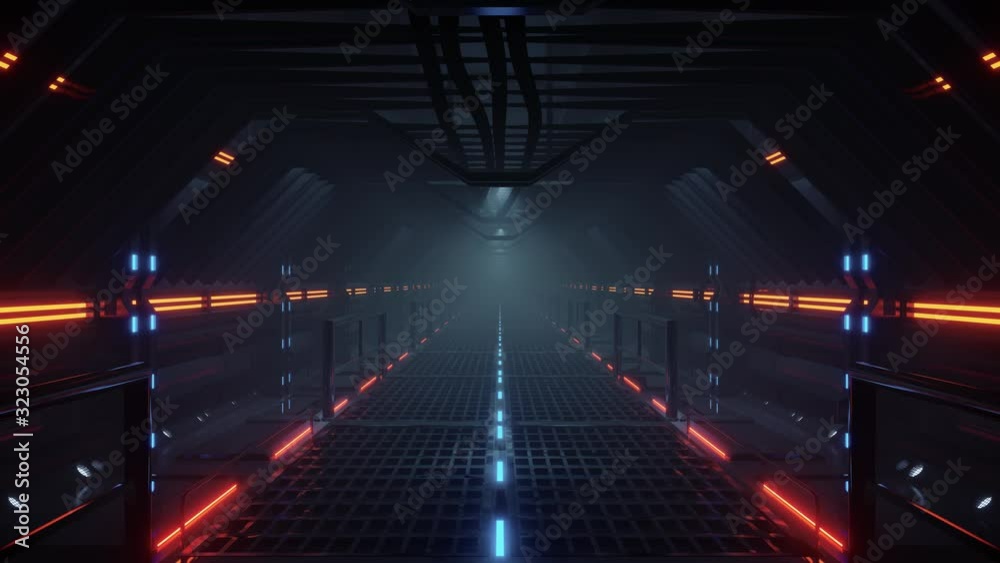 futuristic scifi tunnel corridor seamless loop animation 3d render