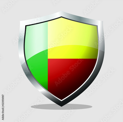 benin country flag shield icon with white background Free Download benin country flag shield icon with white background - GFXLoad