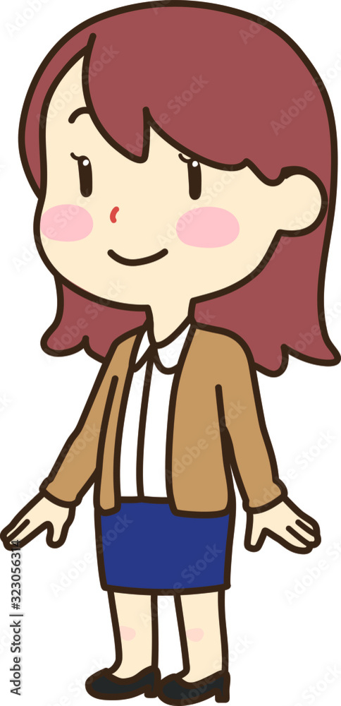 Girl with long brown hair standing in office fashion Girl with long brown hair standing in office fashion