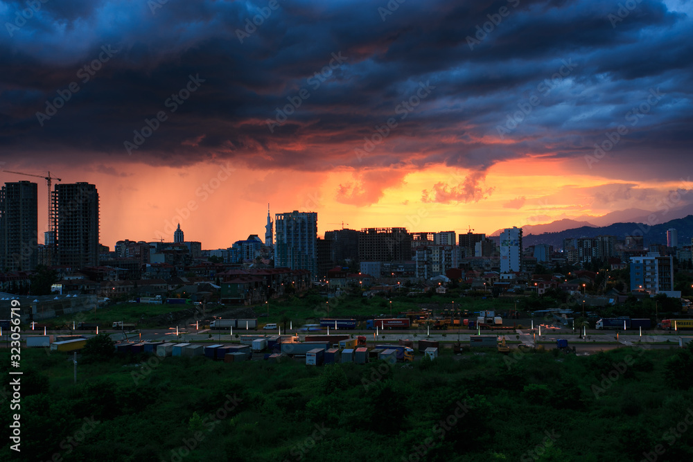 Evening Batumi, Georgia. Incredible sunset over the city. Evening Batumi, Georgia. Incredible sunset over the city.