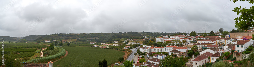Portugal. The town of Obidos. Panorama of the surroundings east of the walls of the fortress