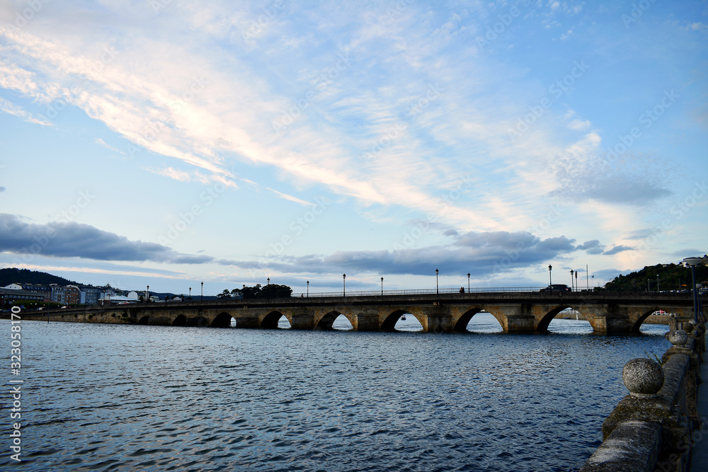 The bridge of Mercy in the city of Viveiro, Lugo, Galicia. Spain. Europe. September 30, 2019