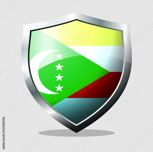 Komoro country flag shield icon with white background Free Download Komoro country flag shield icon with white background - GFXLoad