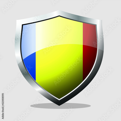 Free Download Shield of the country chad flag flag with a white background - GFXLoad