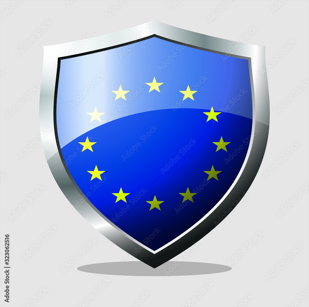 European Union country flag shield icon with white background European Union country flag shield icon with white background