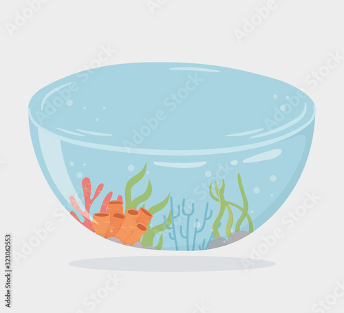 reef water shaped bowl for fishes under sea cartoon