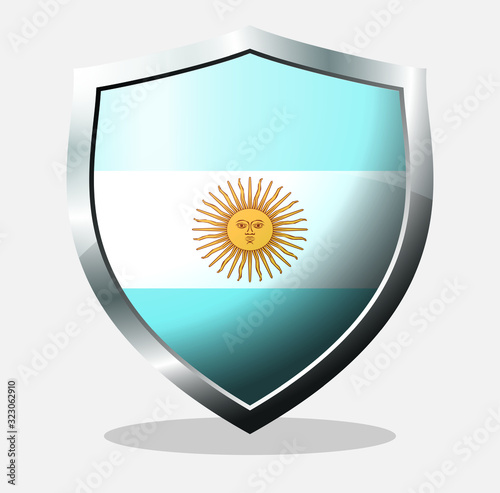 Argentina country flag shield icon with white background