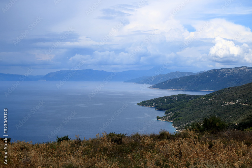 wide view over the sea near Lubenice, island Cres, croatia