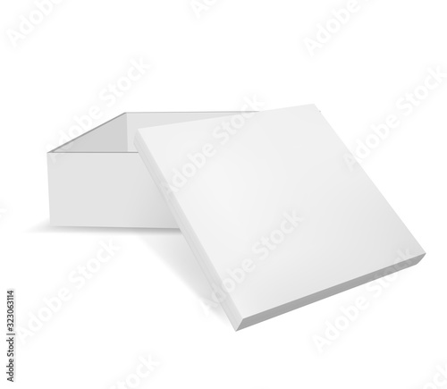 Open white gift box with lid