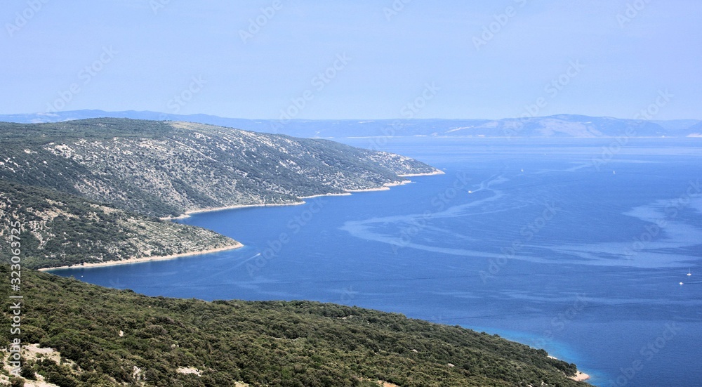 view at the sea from Lubenice, island Cres, croatia