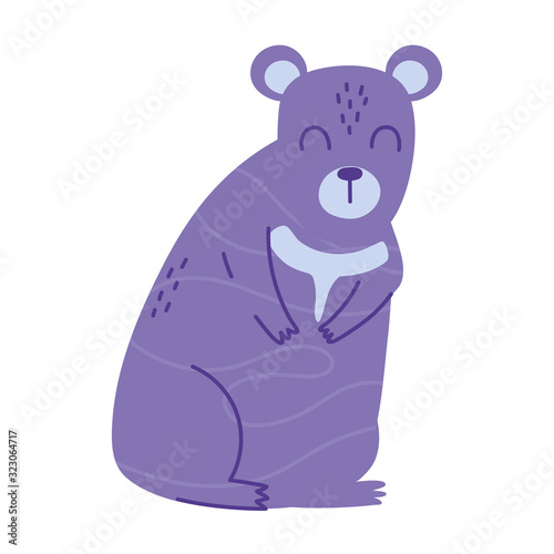 purple big bear animal cartoon doodle color