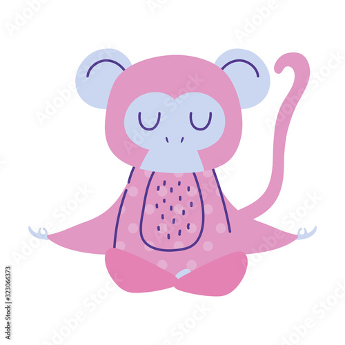 monkey meditating animal cartoon doodle color